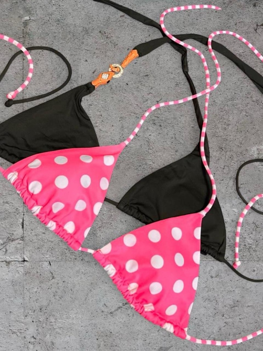 Victoria's Secret 2 PC (pink polka dot) + (Green Snake Detail) bikini tops